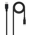 Nanocable Cable USB 2.0 3A, tipo USB-C/M-A/M, Negro, 1.5 m