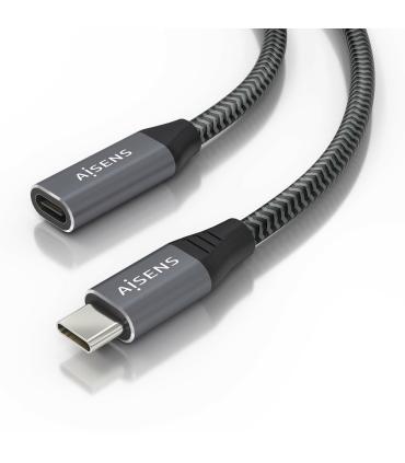 AISENS Cable USB 3.2 Gen2x2 Aluminio 20Gbps 8K@30Hz 5A 100W, Tipo USB-C M-USB-C H, Gris, 0.5 m