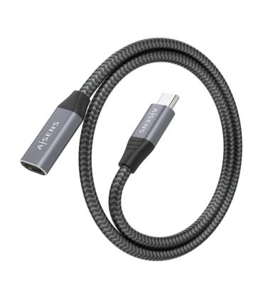 AISENS Cable USB 3.2 Gen2x2 Aluminio 20Gbps 8K@30Hz 5A 100W, Tipo USB-C M-USB-C H, Gris, 0.5 m