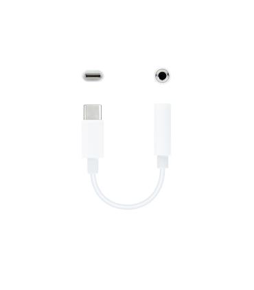 Nanocable Cable Adaptador Audio USB-C M a Jack 3.5 H, 11 cm, Blanco