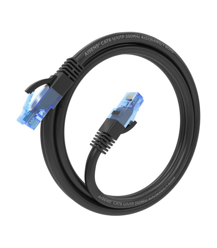 AISENS Cable De Red Latiguillo RJ45 Cat.6 UTP AWG26 CCA, Negro, 1.0 m