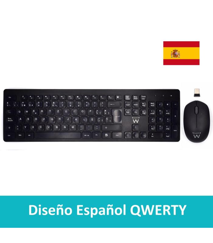 Ewent EW3256 teclado Ratón incluido Universal RF inalámbrico QWERTY Español Negro