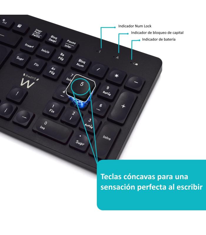 Ewent EW3256 teclado Ratón incluido Universal RF inalámbrico QWERTY Español Negro