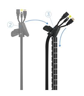Nanocable Organizador de cables flexible 25 mm 1.0m, negro
