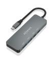 AISENS Hub USB 3.2 Gen2 10G USB-C, USB-C/M-2xUSB-C/H-2xUSB-A/H, Gris, 15cm