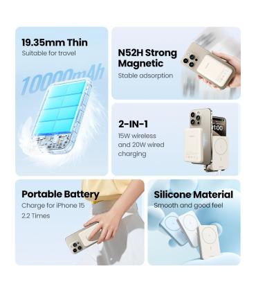 Ugreen 25208 batería externa 10000 mAh Cargador inalámbrico Beige