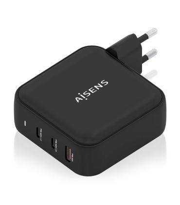 AISENS Cargador GaN 140W, 2xUSB-C PD3.1 QC4.0, 1xUSB-A QC3.0, Negro