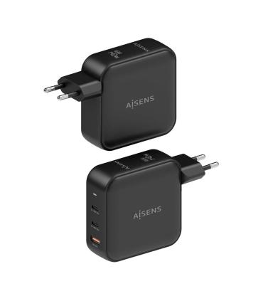 AISENS Cargador GaN 140W, 2xUSB-C PD3.1 QC4.0, 1xUSB-A QC3.0, Negro