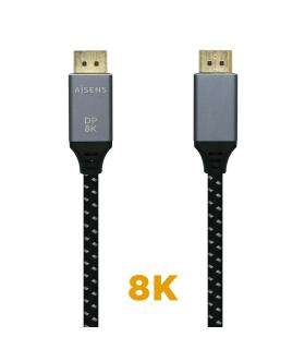 AISENS Cable Displayport V1.4 8k@60hz, DP M-DP M, Gris Negro, 0.5m