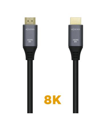 AISENS Cable HDMI V2.1 Ultra Alta Velocidad   HEC 8k@60Hz 48Gbps, A M-A M, Gris Negro, 1.0m