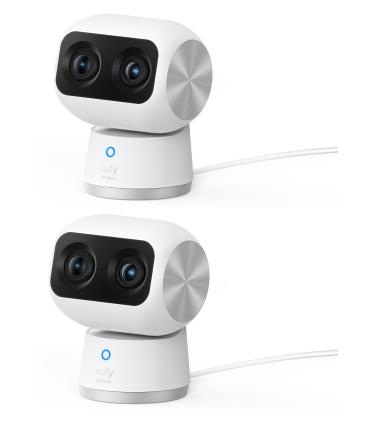 Eufy Security Indoor Cam S350, cámara doble, cámara de seguridad con resolución 4K UHD, zoom de 8× y PTZ de 360°, IA para