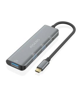 AISENS Hub USB 3.2 Gen2 10G USB-C, USB-C M-1xUSB-C H-3xUSB-A H, Gris, 15 cm
