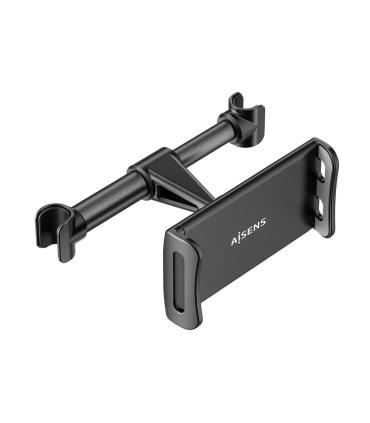 AISENS Soporte Coche Ajustable (1 Pivote) Para Reposacabezas Para Telefono   Tablet, Negro