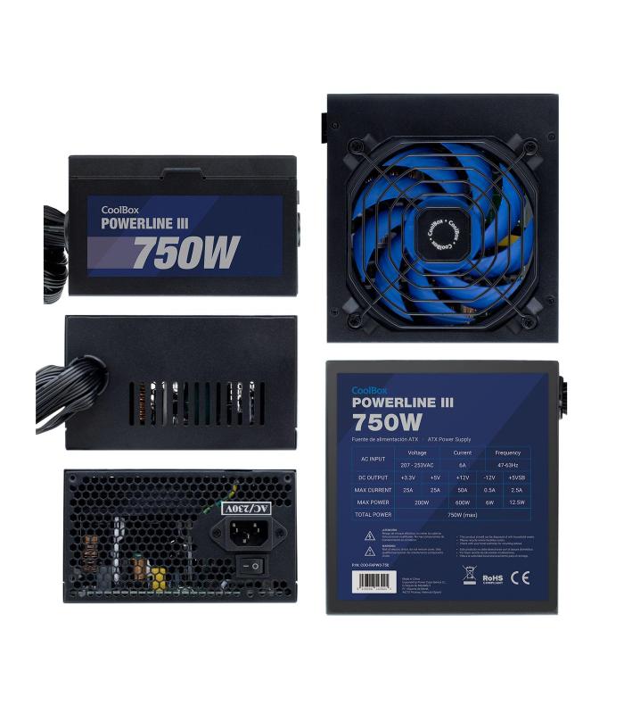 CoolBox Powerline III 750 unidad de fuente de alimentación 750 W 20+4 pin ATX ATX Negro