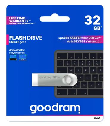 Goodram USB UNO3-0320S0R11 unidad flash USB 32 GB USB tipo A 3.2 Gen 1 (3.1 Gen 1) Plata