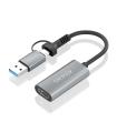 AISENS Conversor Aluminio USB-A+USB-C A HDMI 1080P@60Hz, USB-A M+USB-C M-HDMI H, Gris, 15cm