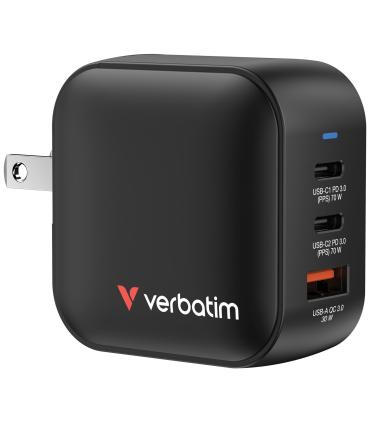 Verbatim Mini GaN Charger 70W Universal Negro Corriente alterna Carga rápida Interior