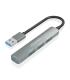 AISENS HUB USB 3.0 Aluminio, 1xUSB3.0 A H+3xUSB2.0 A H, Gris, 10cm