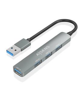 AISENS HUB USB 3.0 Aluminio, 1xUSB3.0 A H+3xUSB2.0 A H, Gris, 10cm