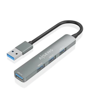 AISENS HUB USB 3.0 Aluminio, 1xUSB3.0 A H+3xUSB2.0 A H, Gris, 10cm