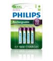 Pack De 4 Pilas AAA Philips R03B4A70/10/ 1.2V/ Recargables