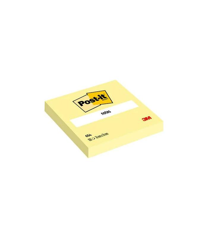 PACK 12 BLOCS 100 HOJAS NOTAS ADHESIVAS 76X76MM CANARY YELLOW SIN ENCELOFANADO INDIVIDUAL 654 POST-IT 7100290160