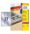 PAQUETE 8 HOJAS ETIQUETAS PLATEADAS DE POLISTER-IMPRESORAS LSER-63,5X29,6 MM AVERY L6011-8