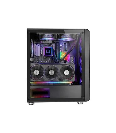 Caja Atx Semitorre Gaming Mars Gaming Mcvault Frontal Negro De Malla Vertical 4x120mm Argb 3xpci Ver