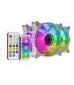Pack 3 Ventiladores Mars Gaming MF-3DKITW/ 12cm + HUB + Mando A Distancia/ ARGB/ Blanco