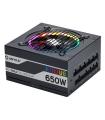 Fuente De Alimentacin Unyka 650w Atilius Rgb Black Cableado Modular Apfc Activo Eficiencia Energetica 90% Ventilador Rgb 120