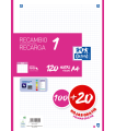 RECAMBIO COLOR 1 A4  100+20 HOJAS 5X5 FUCSIA 90GRS OXFORD 400174181