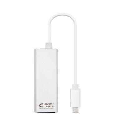 Nanocable - Tarjeta De Red Ethernet Gigabit 10 100 1000 - Conexin USB-C M A RJ45 H - 15CM - Blanco