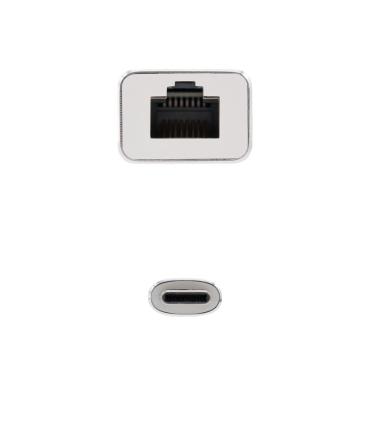 Nanocable - Tarjeta De Red Ethernet Gigabit 10 100 1000 - Conexin USB-C M A RJ45 H - 15CM - Blanco