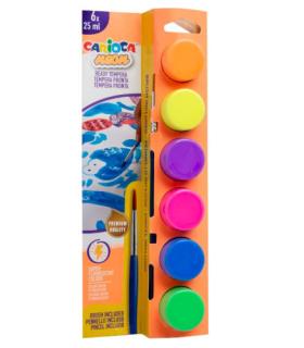 CAJA 6 BOTES DE TMPERA CON PINCEL NEON CARIOCA 40486