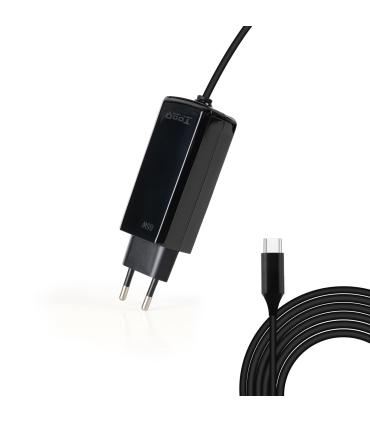 Cargador De Porttil TooQ TQLC-USBCGAN65PD-C USB Tipo-C  65W  Automtico  Voltaje 5-20V  1x USB Tipo-C