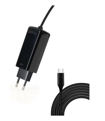 Cargador De Porttil TooQ TQLC-USBCGAN100PD-C USB Tipo-C  45W  Automtico  Voltaje 5-20V  1x USB Tipo-C