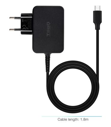 Cargador De Porttil TooQ TQLC-USBCGAN45PD USB Tipo-C  45W  Automtico  Voltaje 5-20V  1x USB Tipo-C