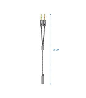 Cable Estreo Aisens A128-0417  Jack 3.5 Hembra - 2x Jack 3.5 Macho  25cm  Gris