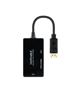 Cable DisplayPort Nanocable 10.16.3301-ALL  HDMI Hembra - DVI-D Hembra - VGA Hembra  20cm  Negro