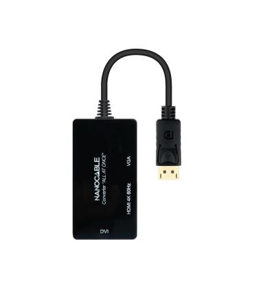 Cable DisplayPort Nanocable 10.16.3301-ALL  HDMI Hembra - DVI-D Hembra - VGA Hembra  20cm  Negro