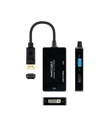 Cable DisplayPort Nanocable 10.16.3301-ALL  HDMI Hembra - DVI-D Hembra - VGA Hembra  20cm  Negro