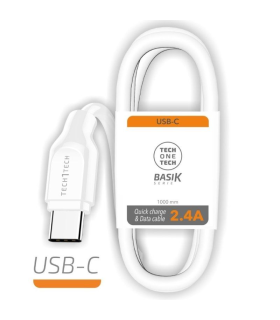 Cable USB Tipo-C Tech One Tech TEC2903/ USB Tipo-C Macho - USB Macho/ 1m/ Blanco