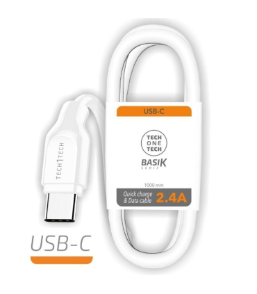 Cable USB Tipo-C Tech One Tech TEC2903/ USB Tipo-C Macho - USB Macho/ 1m/ Blanco