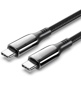 Cable USB 2.0 Tipo-C 5A 100W Vention CTKBAV/ USB Tipo-C Macho - USB Tipo-C Macho/ Hasta 100W/ 480Mbps/ 1.2m/ Negro