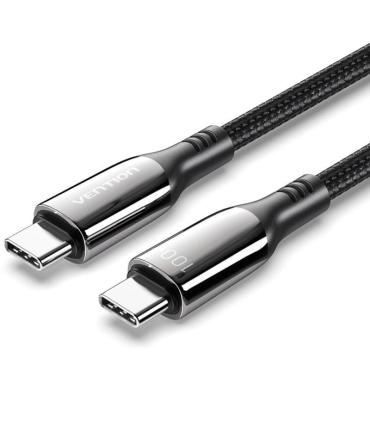 Cable USB 2.0 Tipo-C 5A 100W Vention CTKBAV/ USB Tipo-C Macho - USB Tipo-C Macho/ Hasta 100W/ 480Mbps/ 1.2m/ Negro