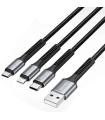 Cable USB 2.0 Lightning Vention H18BAV/ USB Tipo-C Macho/ Lightning Macho - MicroUSB Macho - USB Macho/ 1.2m/ Negro