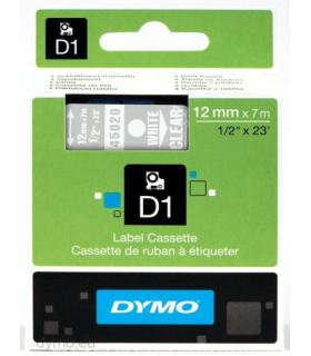 CINTA ROTULADORA D1 12MMX7M BLANCO/TRANSPARENTE DYMO S072060