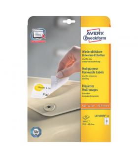 PAQUETE 25 HOJAS ETIQUETAS DESPEGABLES ECOLGICAS, CERTIFICADAS FSC-IMPRESORAS LSER-99,1X42,3 MM AVERY L4743REV-25
