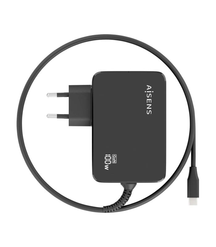 Cargador De Porttil GaN Aisens ASCH-1PD100WL50-BK USB Tipo-C  100W  Automtico  Voltaje 5-20V