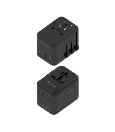 Cargador De Pared Universal GaN Aisens ASPS-2A3C09-BK  Toma De Corriente Universal  3xUSB Tipo-C  2xUSB  35W